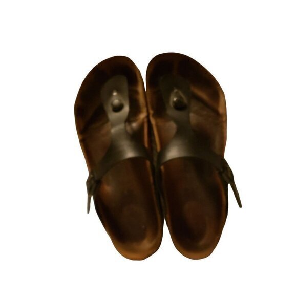 Birkenstock Gizeh Birko Flor Black T-Strap Sandals Shoes Size 39 8-8.5 - Picture 4 of 16